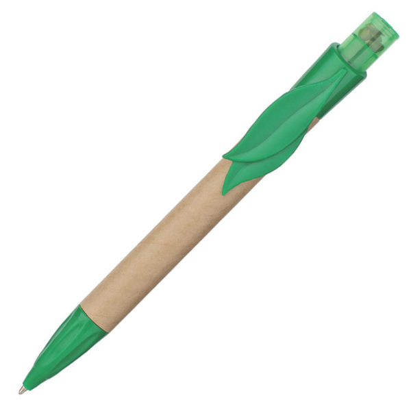 bolígrafo de papel de color verde clip hoja