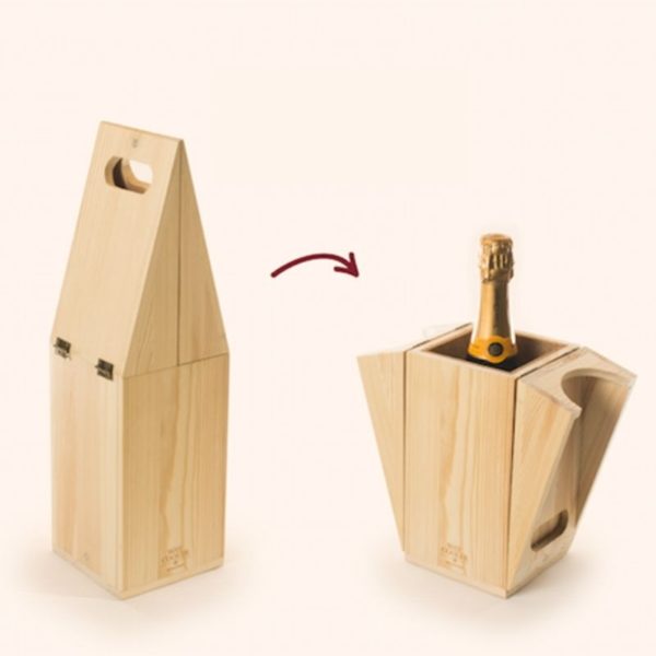 Caja madera fsc regalo botella vino y cubitera 3