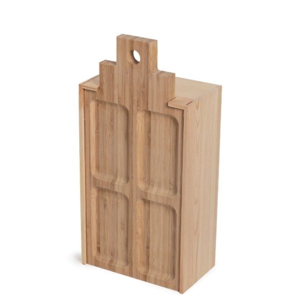 Caja de madera FSC para botella y tabla de tapas V