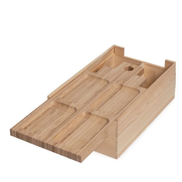 Caja de madera FSC para botella y tabla de tapas V